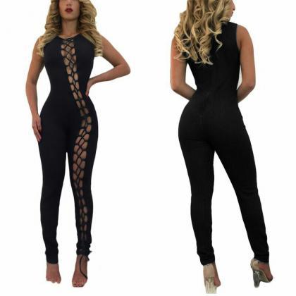 Sexy Belt Five Color Sleeveless Jumpsuits