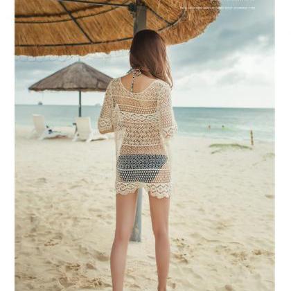 Hollow Out Knitting Bikini Cover Up..