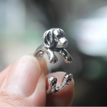 Dog Animal Ring Jewellery - Silver / Black /..