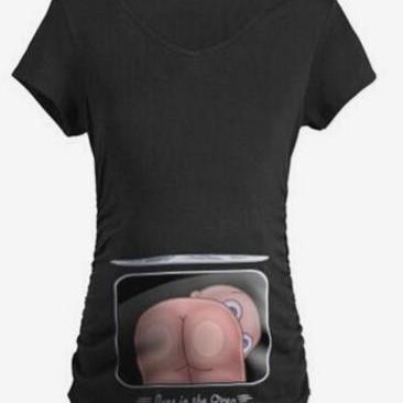 Scoop Print Long Sleeves Regular Pregnant T-shirt