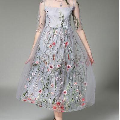 Embroidery Flowers Transparent Mesh Patchwork..