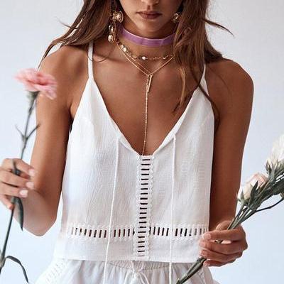 Spaghetti Straps Loose Vest With Shorts Two Pieces..