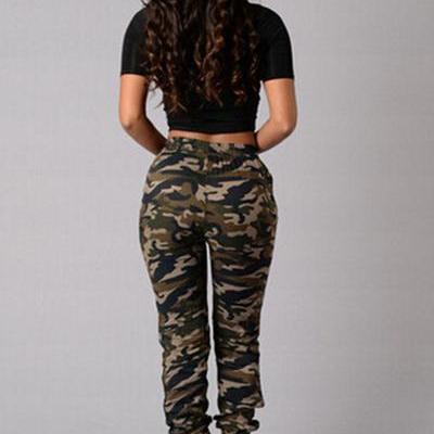 Green Camouflage Printed Joggers, S..