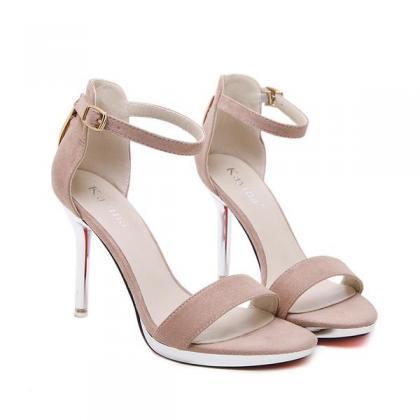 Faux Suede Ankle Straps High Heel Sandals..