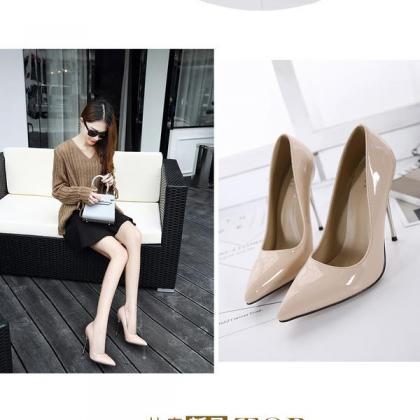 Patent Leather Pointed Toe High Heel Stilettos