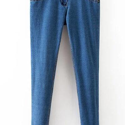 Patchwork Low Waist Solid Color Long Skinny Pants..