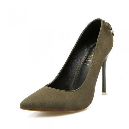 Faux Suede Pointed Toe High Heel Pumps Featuring..