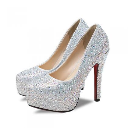 Crystal Embellished Stiletto Round Toe Pump, Bridal Heels on Luulla