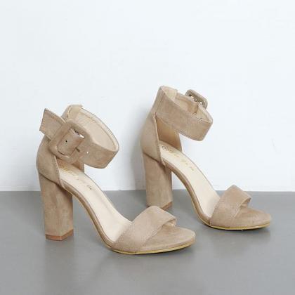 Chunky High Heel Open Toe Sandals With Thick Ankle..