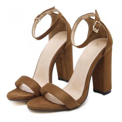Faux Suede Ankle Straps High Heel Sandals