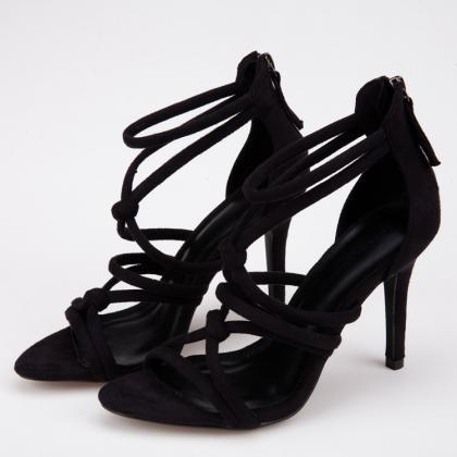 Knotted Strappy Open Toe High Heel Sandals With..