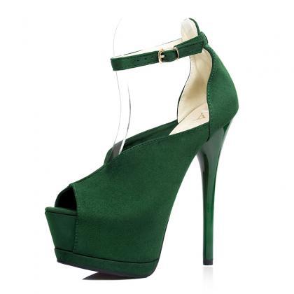 Peep Toe Candy Color Ankle Wrap High Stiletto..