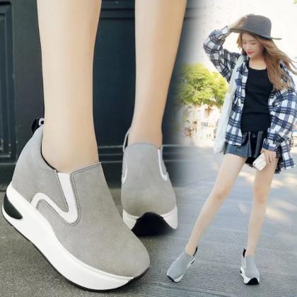 Platform Round Toe Patchwork Casual Sports Shoes..
