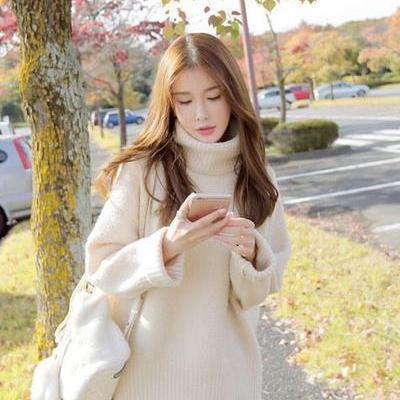 Pure Color High Neck Loose Pullover Sweater