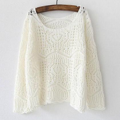 Knit Hollow Out Thin Loose Pullover Sweater
