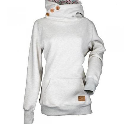 Buttons Pocket Decorate Slim Hooded Hoodie