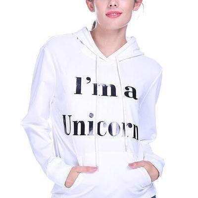 “i’m A Unicorn” White Drawstring Hoodie..