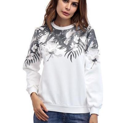 Print Slim Pullover Long Sleeves Sweatshirt