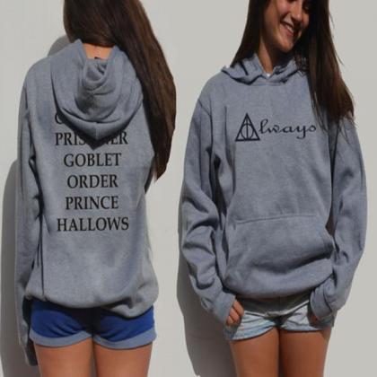 Back And Front Letter Print Pocket Hoodie