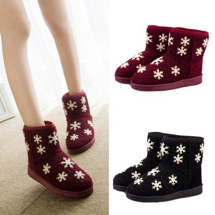 Pure Color Suede Flat Round Toe Short Boots