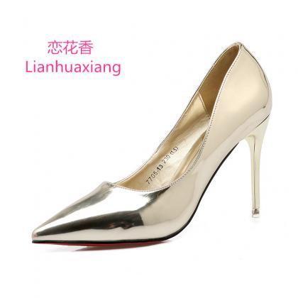 Pointed-toe High Heel Stilettos In Faux Leather Or..