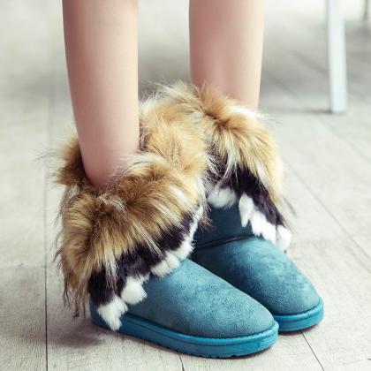 Suede Flat Pure Color Round Toe Short Boots
