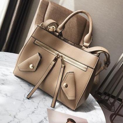Well-match Solid Color Women Satchel