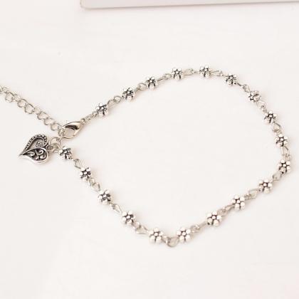 Tibetan Silver Hollow Out Plum Flower Anklets