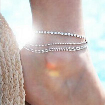 Multilayer Metal Chain Round Bead S..