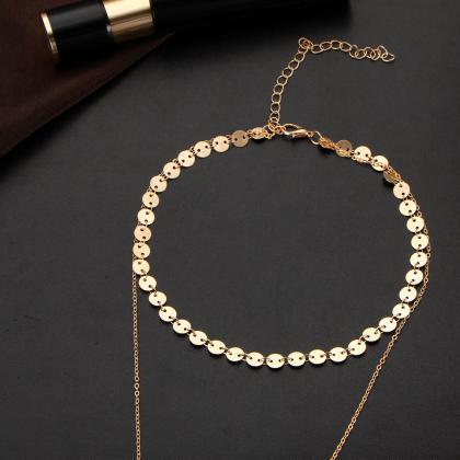 Copper Sequins Tassel Pendant Necklace
