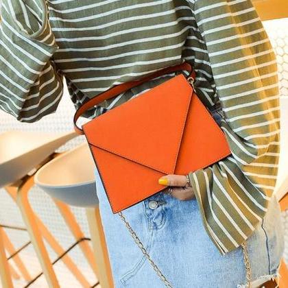 Concise Solid Color Envelope Shape Women Satchel
