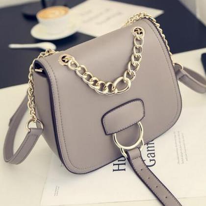 Solid Color Shell Shape Belt-decorated Crossbody..