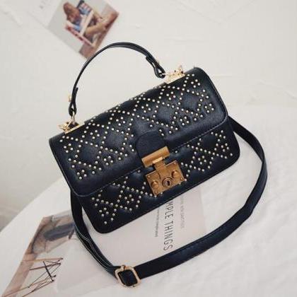 Quilted Lining Rivet Decoration Crossbody Bag