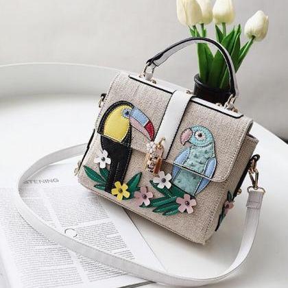 Flower-And-Bird Printing Knitted Cr..