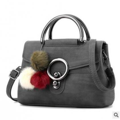 Ladylike Plush Ball Pendant Crossbody Bag