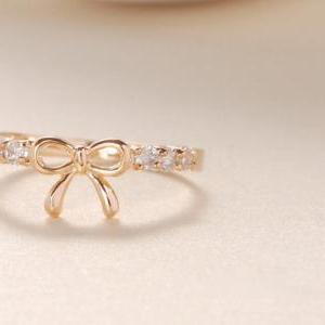 Korean Style Set Auger Bowknot Ring