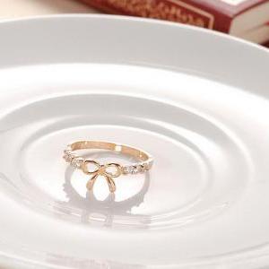 Korean Style Set Auger Bowknot Ring