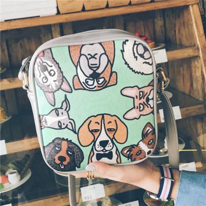 Funny Kitty Pattern Crossbody Bag