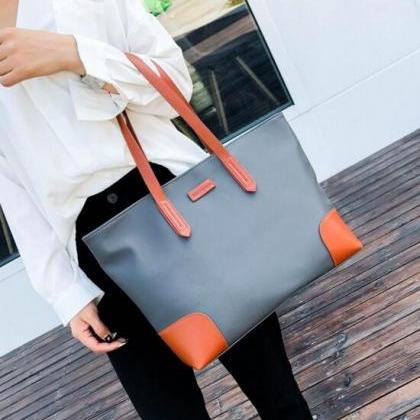 Colour Block Polyester Tote Bag