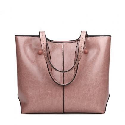 Casual Solid Color Soft Pu Zipper Shoulder Bag