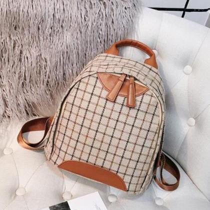 Casual Colorful Plaid Women Backpack