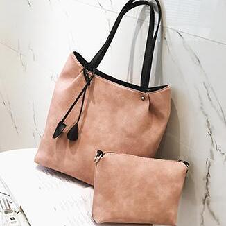 Simplicity Solid Color Pu Bag Set (2 Bags)