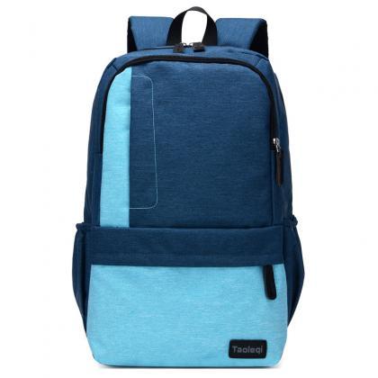 Korean Style Color Block Canvas Backpack