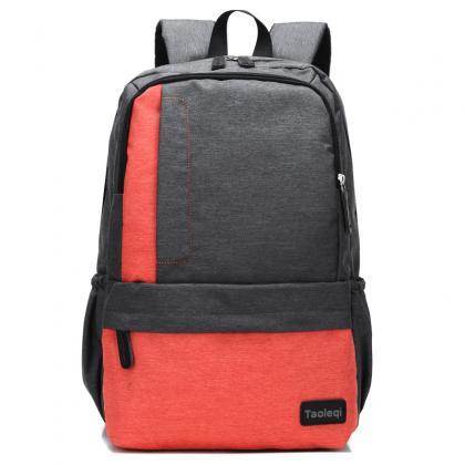 Korean Style Color Block Canvas Backpack