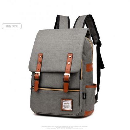 Casual Belt-decorated Design Canvas Backpack