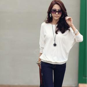 Loose-fitting Voile Splicing Long Batwing Sleeve..