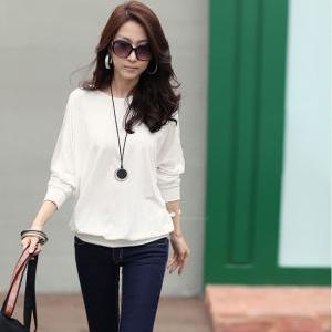 Loose-fitting Voile Splicing Long Batwing Sleeve..
