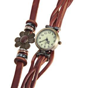 Round Dial Leather Watch Band Watch