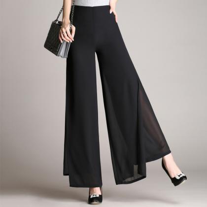 Pure Color High Waist Loose Long Ch..