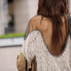 Mesh Patchwork Open Back Loose Sweater